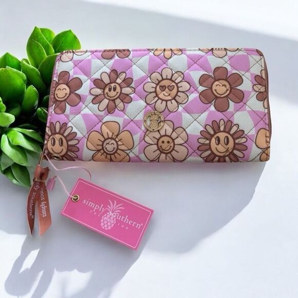 Simply Southern Floral Zip-Up Full Size Multi-Pocket Fabric Wallet NWT!! - Picture 1 of 3